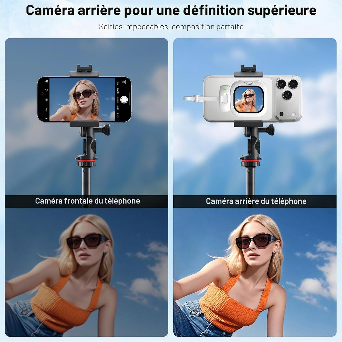 Selfio – Mini-écran magnétique pour iPhone et Samsung : selfies et vlogs avec la caméra arrière