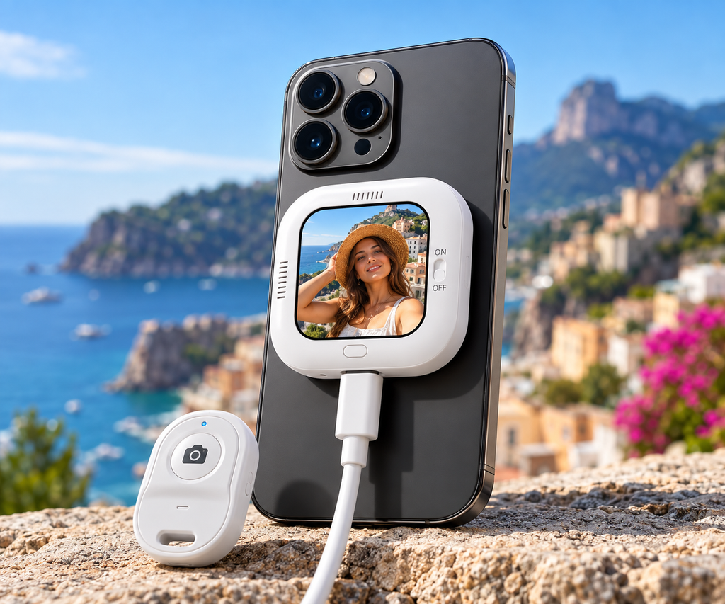Selfio – Mini-écran magnétique pour iPhone et Samsung : selfies et vlogs avec la caméra arrière